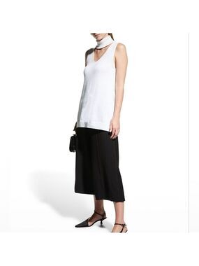 Revolve Milly Cotton-Blend Tunic with Ribbed Neckline and Hem Turtleneck